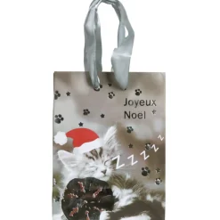 Sac cadeau Noël motif chat