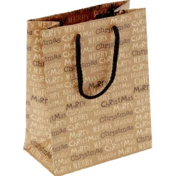 Sac cadeau papier recyclé certifié FSC® marron lanière rouge Taille M