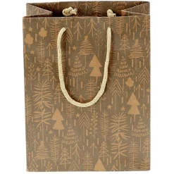 Sac cadeau papier recyclé certifié FSC® imprimé marron Taille M