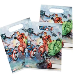 Sac cadeau plastique anniversaire Avengers x6