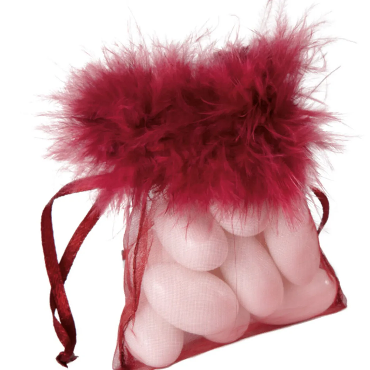 Sac rouge bordeaux à dragées x6