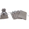 Sac toile de jute chocolat pour dragées x6