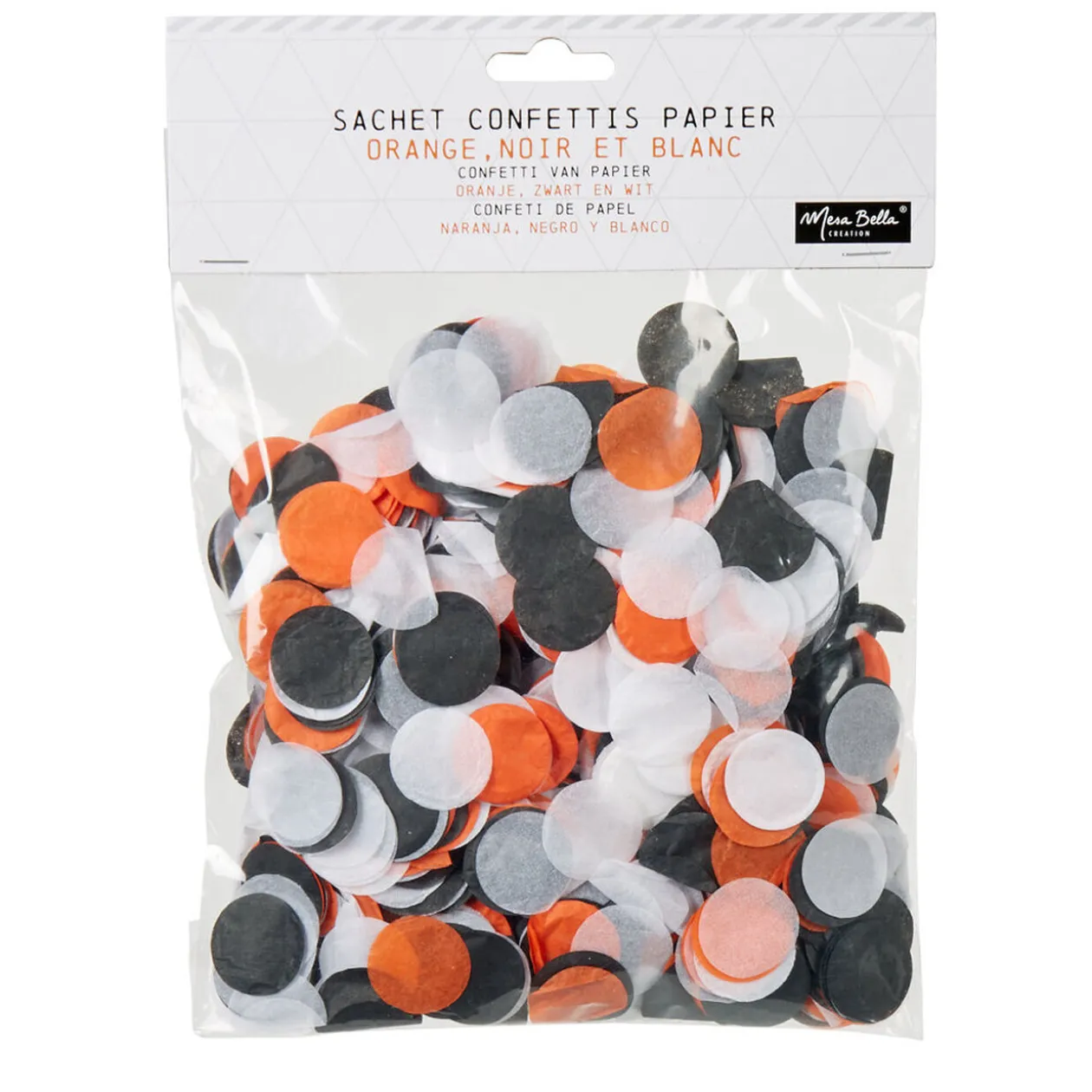 Sachet de confettis Halloween noir orange blanc