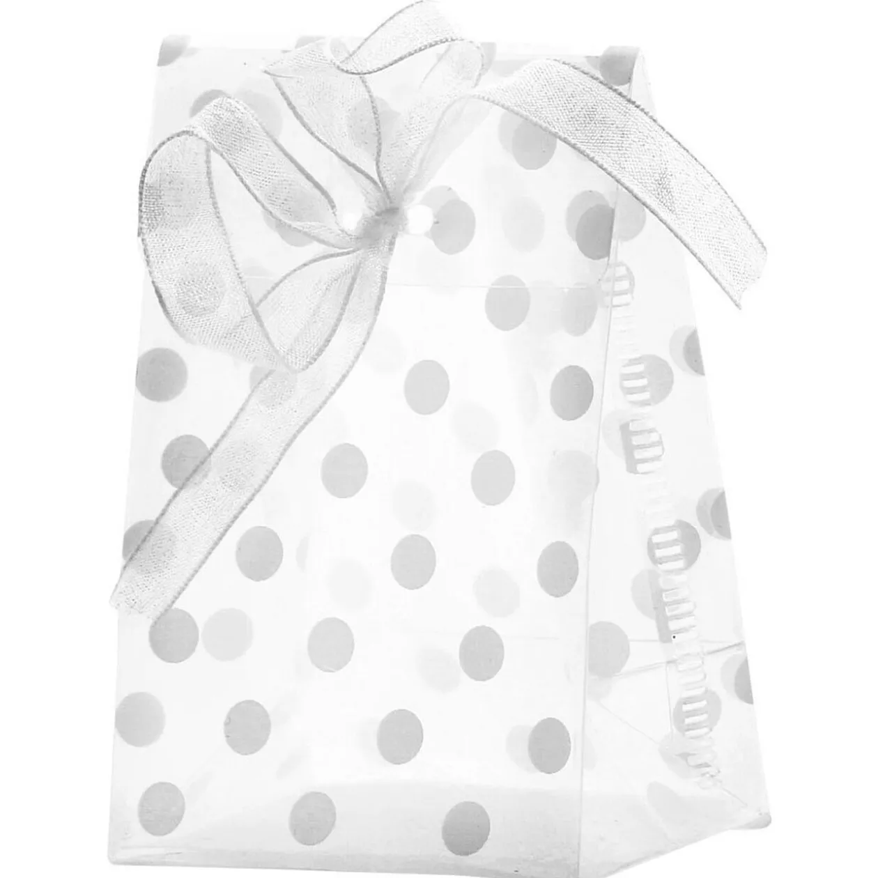 Sachet pour dragées motif pois gris x6