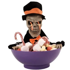 Saladier à bonbon Halloween squelette animé noir et violet