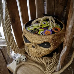 Saladier à bonbons Halloween squelette animé lumineux sonore