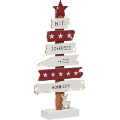 Sapin 6 pancarte lumineux en bois à poser