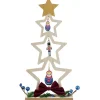 Sapin à poser en bois décor étoile, casse noisette et matriochka H26 cm
