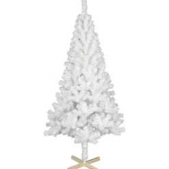 Sapin artificiel blanc 400 branches pied bois H.180 cm