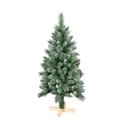 Sapin artificiel effet enneigé pied en bois 220 branches Ø66xH120 cm