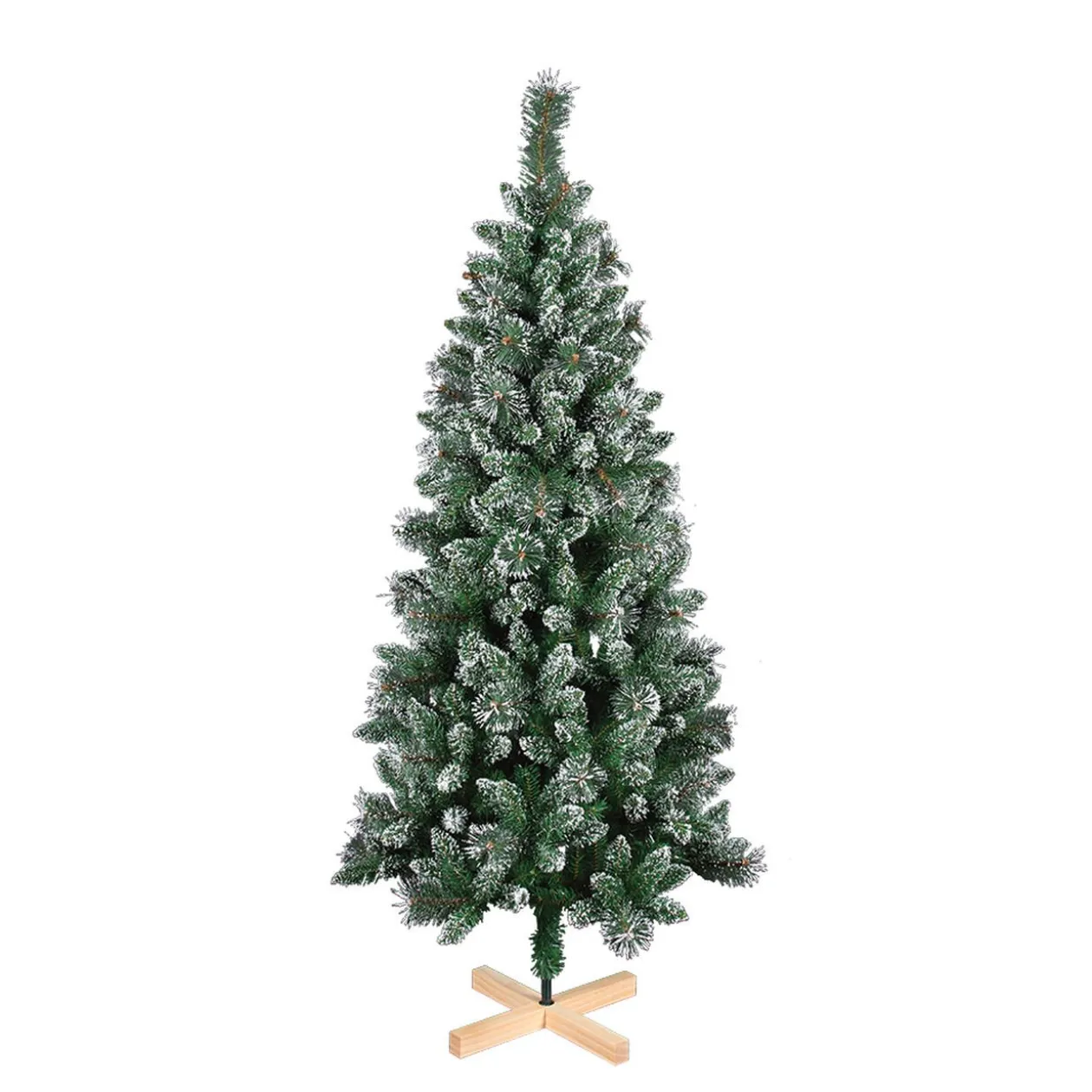 Sapin artificiel effet enneigé pied en bois 502 branches Ø86xH180cm