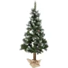 Sapin artificiel enneigé tronc aspect bois sac jute Ø72xH150cm