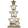 Sapin bois à poser décor étoiles doré pailleté H26cm