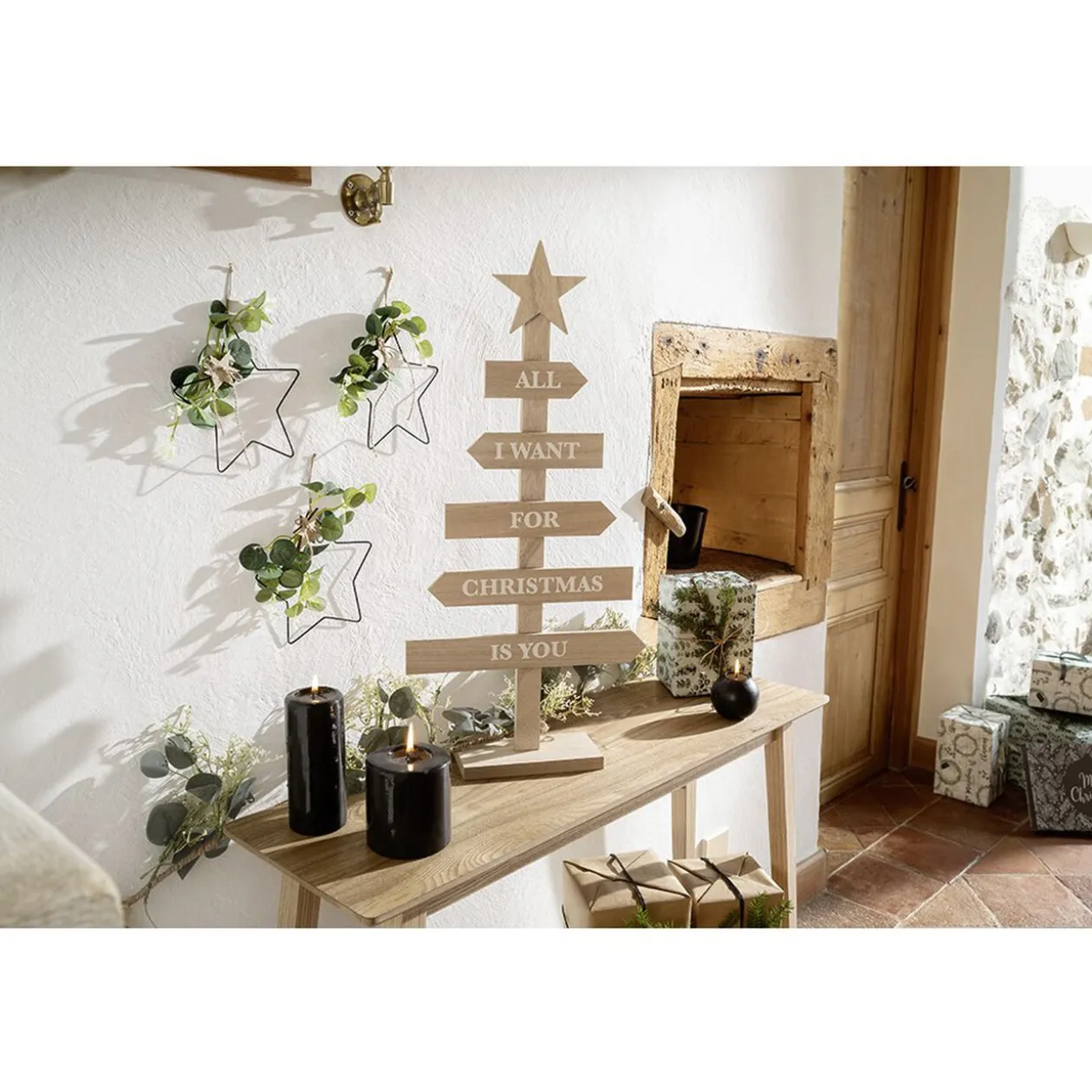 Sapin de Noël à poser en bois