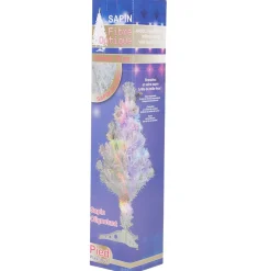 Sapin de Noël blanc fibre optique multicolore h 60 cm