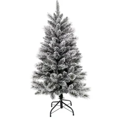 Sapin de Noël enneigé et pommes de pin H 90 cm