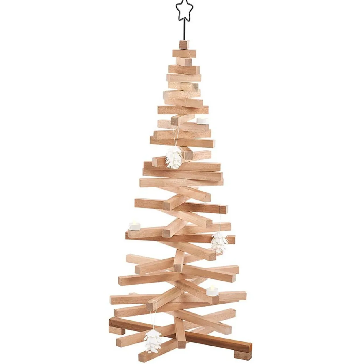 Sapin de Noël modulable lattes de bois naturel
