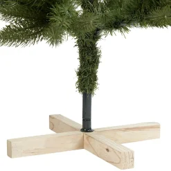 Sapin de Noël Vert effet réel avec pied en bois H150 cm