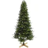 Sapin de Noël Vert effet réel avec pied en bois H210 cm
