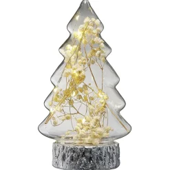 Sapin en verre lumineux 10 LED blanc chaud H21,5 cm