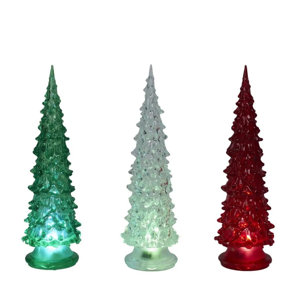 Sapin lumineux déco H19cm plastique 3 coloris
