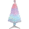 Sapin Noël Blanc en fibre optique 12 Led Multicolore H90 cm