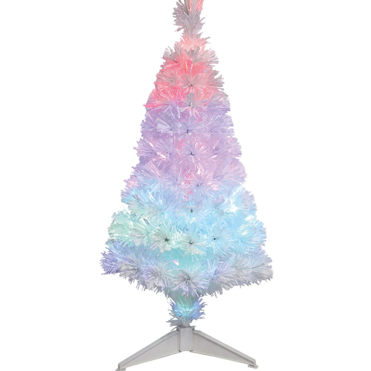 Sapin Noël Blanc en fibre optique 12 Led Multicolore H90 cm