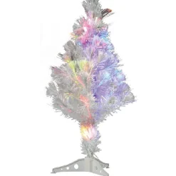 Sapin Noël blanc fibre optique H60 cm