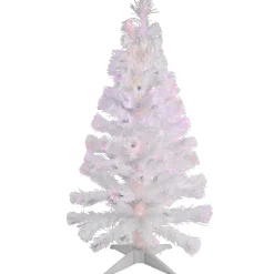 Sapin Noël blanc fibre optique multicolore H1,2 m