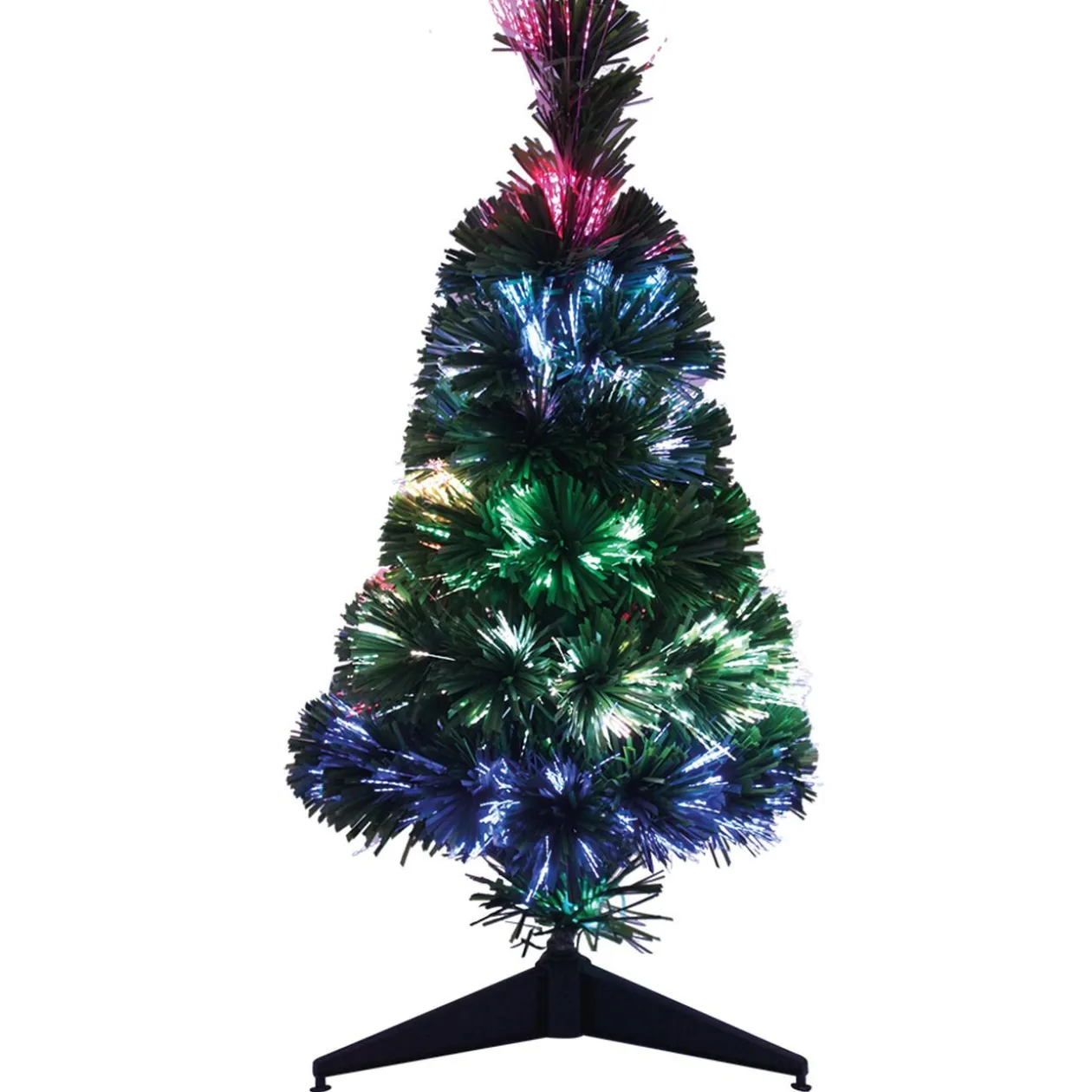 Sapin Noël Vert en fibre optique 6 Led Multicolore H60 cm