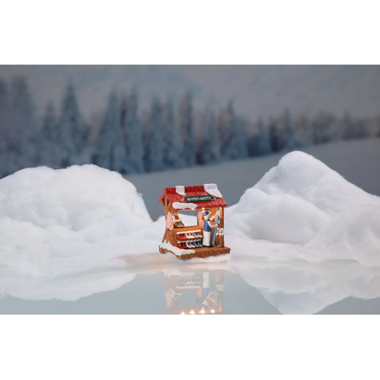 Scène de Noël lumineuse 3 LED stand de ski patin raquette