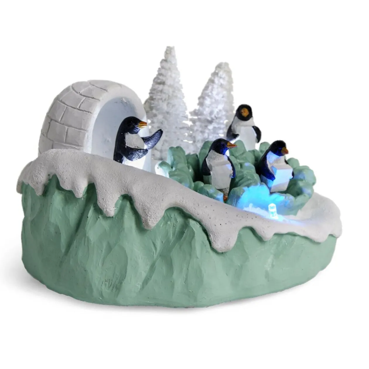 Scène lumineuse de Noël banquise à piles H9cm