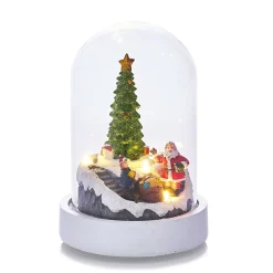 Scène lumineuse sapin animé sous cloche 4 LED
