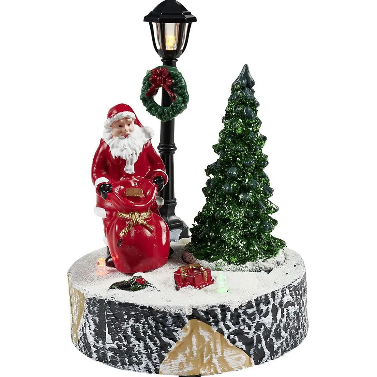 Scène village de Noël avec lanterne lumineuse