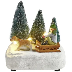 Scénette lumineuse enfant sur traineau Village de Noël