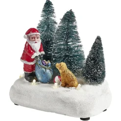 Scénette lumineuse Père-Noël avec cadeaux Village de Noël