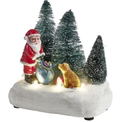 Scénette lumineuse Père-Noël avec cadeaux Village de Noël
