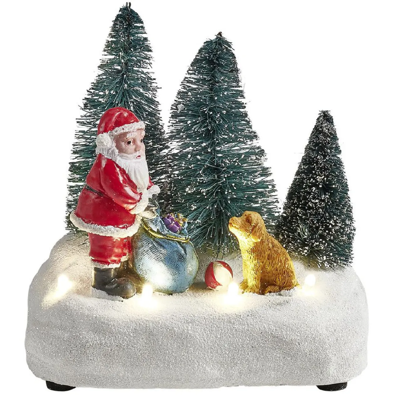 Scénette lumineuse Père-Noël avec cadeaux Village de Noël