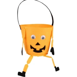 Seau à bonbons en feutrine Halloween orange noir violet ou vert