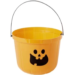 Seau à bonbons Halloween imprimé citrouille blanc et noir