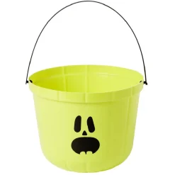 Seau à bonbons Halloween imprimé citrouille blanc et noir