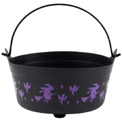 Seau à bonbons Halloween motif sorcière noir et violet
