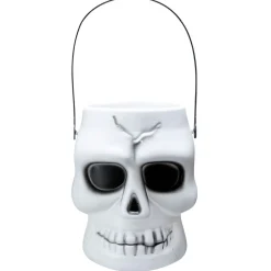 Seau à bonbons Halloween tête de mort blanc et noir