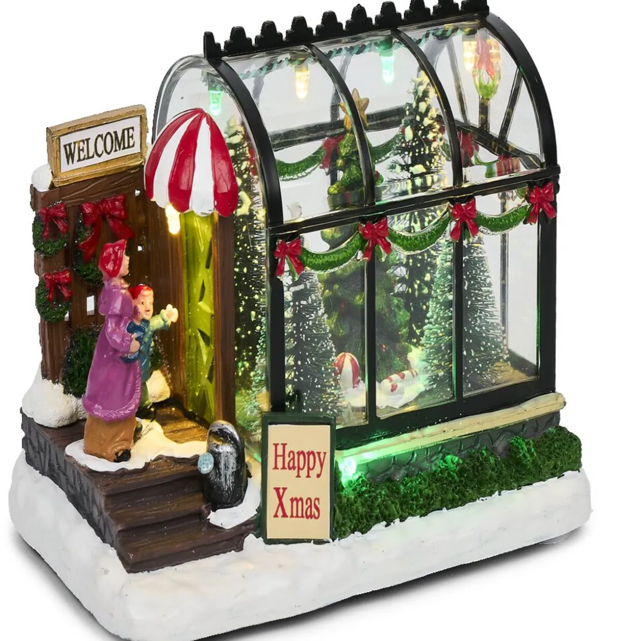 Serre lumineuse sapins de Noël 16x10x11,5cm