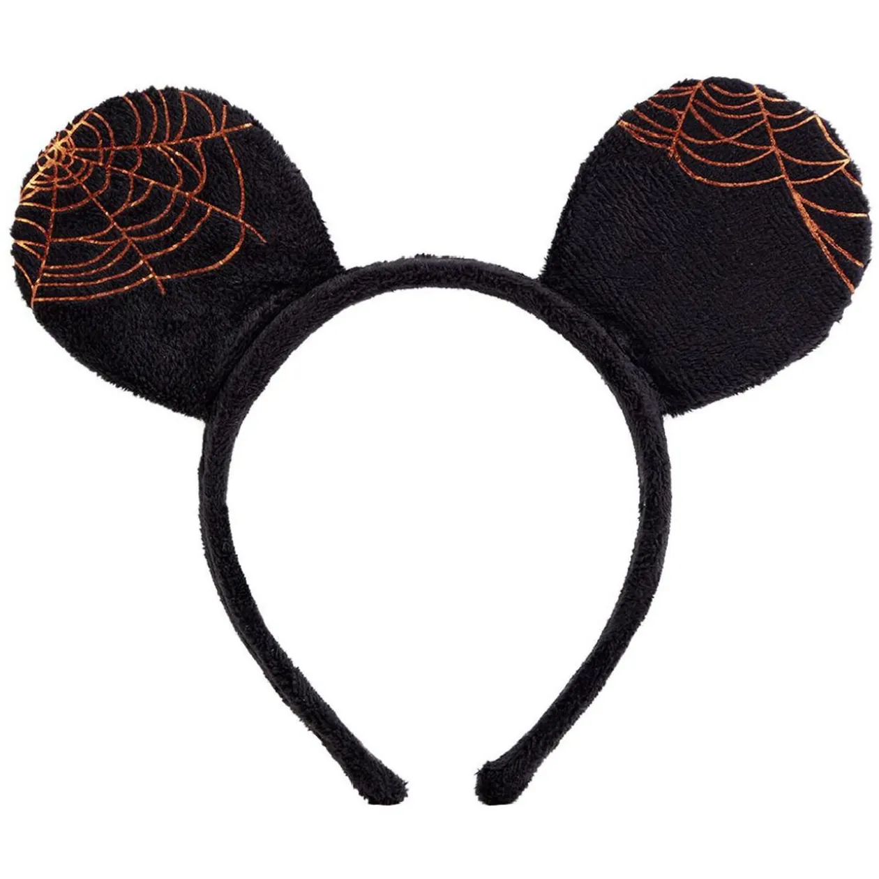 Serre-tête Disney Mickey oreilles motif toile d'araignée noir et orange