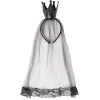 Serre-tête Halloween couronne et voile noir