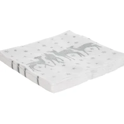 Serviette argent&blanc papier x20