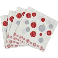 Serviette boules de Noël blanche et rouge x20