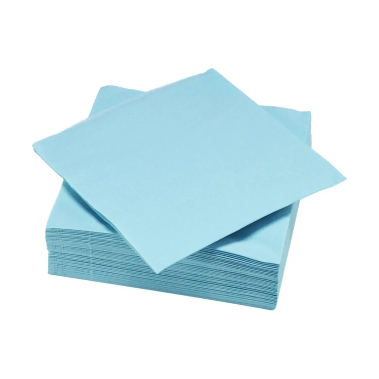 Serviette carré unie bleu clair 2 plis en papier x50