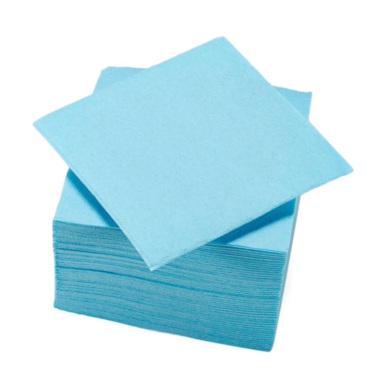 Serviette cocktail carrée bleu clair 2 plis en papier x40
